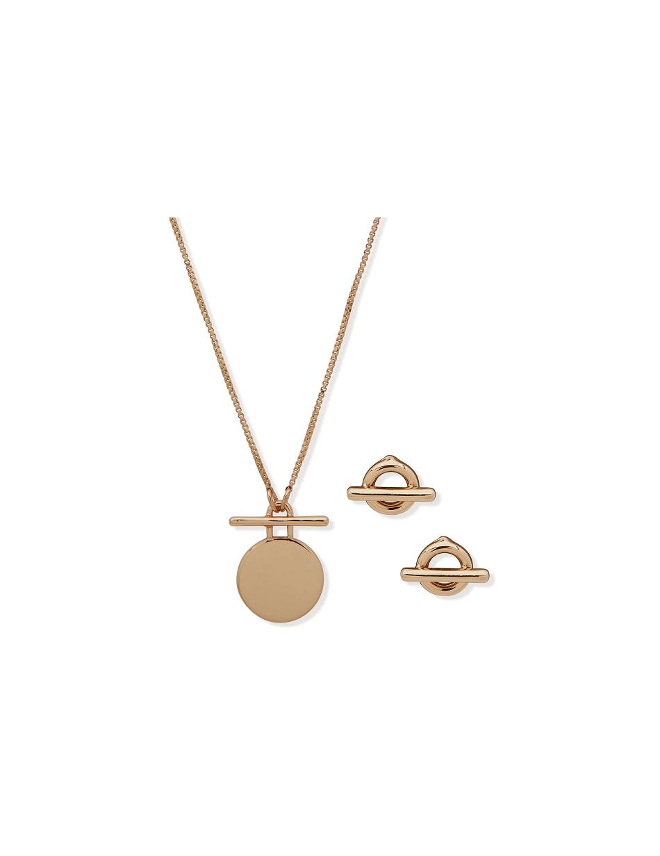 Ensembles de bijoux Anne Klein Coin Pendant Necklace and Earring Set in Pouch   | NVO-2487948